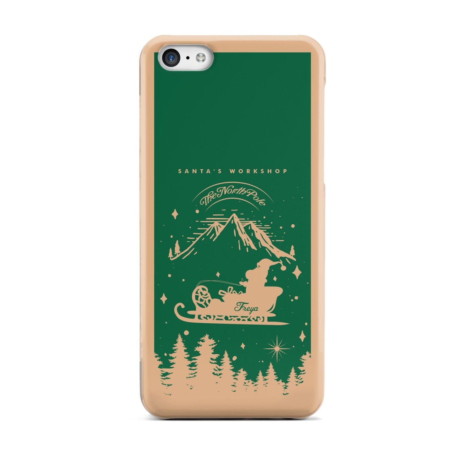 Green Personalised Santas Sleigh Apple iPhone 5c Case
