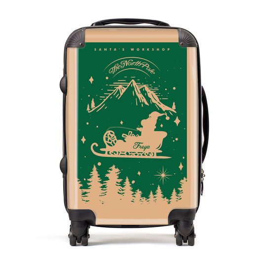 Green Personalised Santas Sleigh Suitcase