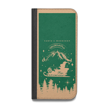 Green Personalised Santas Sleigh Vegan Leather Flip Samsung Case