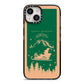 Green Personalised Santas Sleigh iPhone 14 Black Impact Case on Silver phone