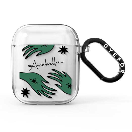Green Star Hands Personalised AirPods Clear Case