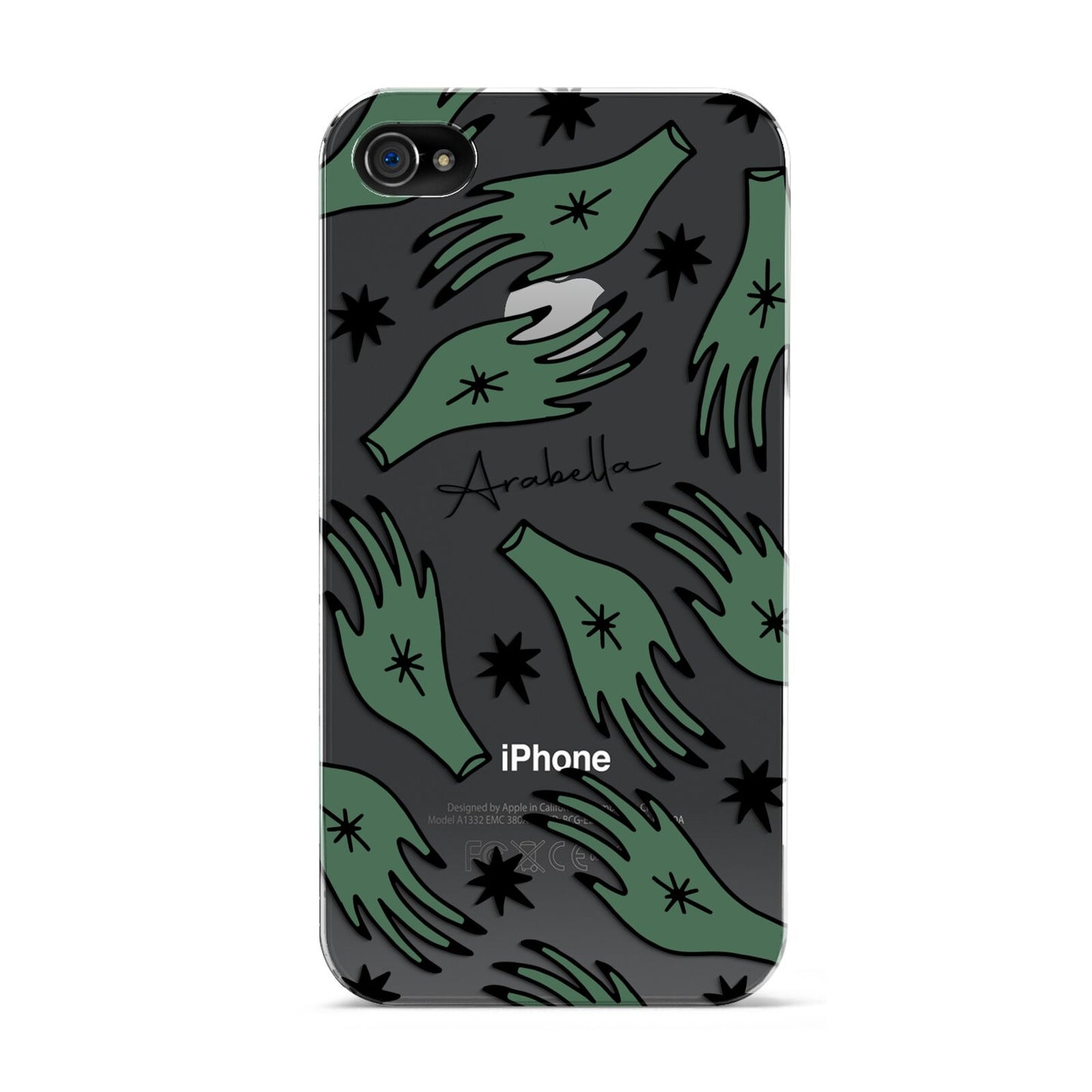 Green Star Hands Personalised Apple iPhone 4s Case