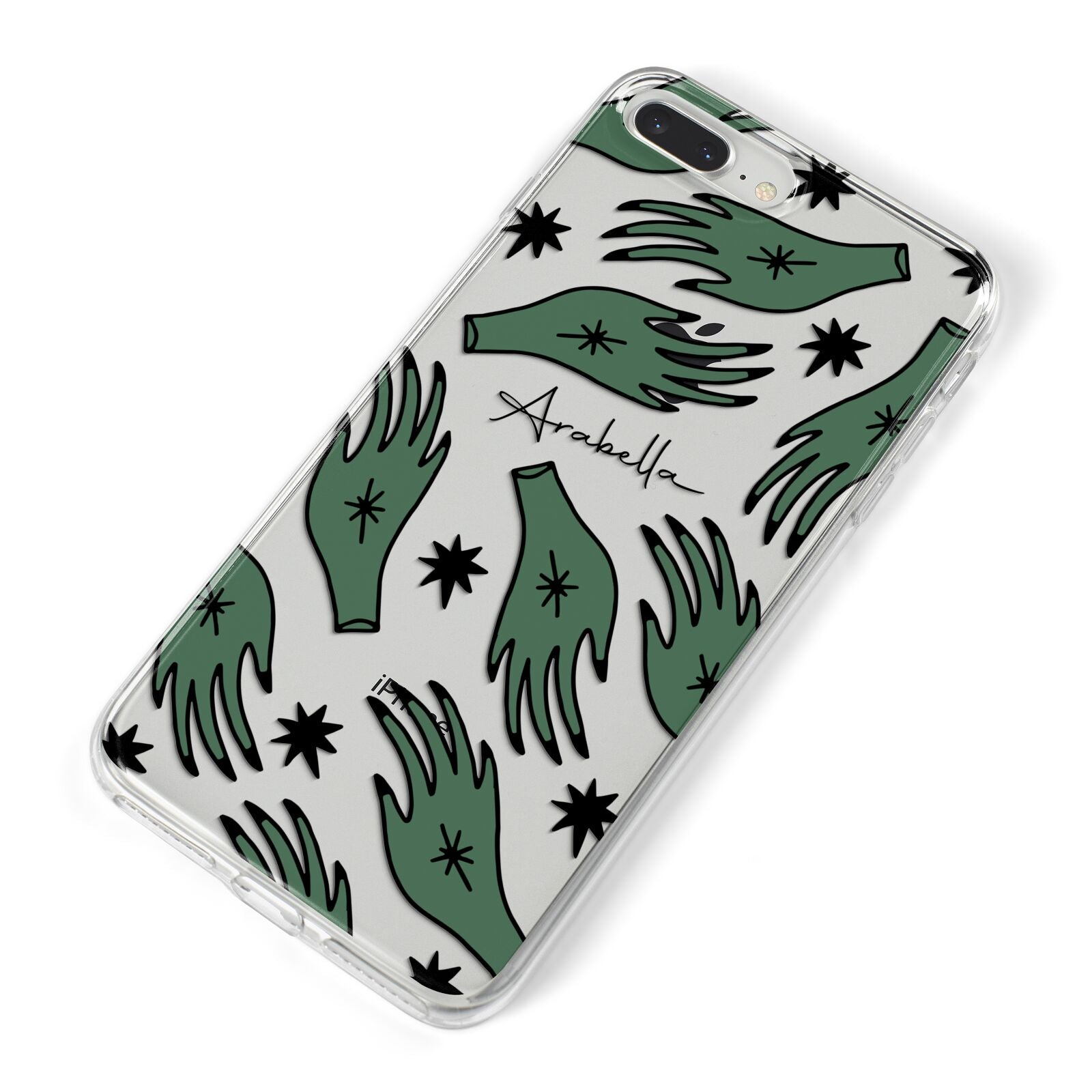 Green Star Hands Personalised iPhone 8 Plus Bumper Case on Silver iPhone Alternative Image