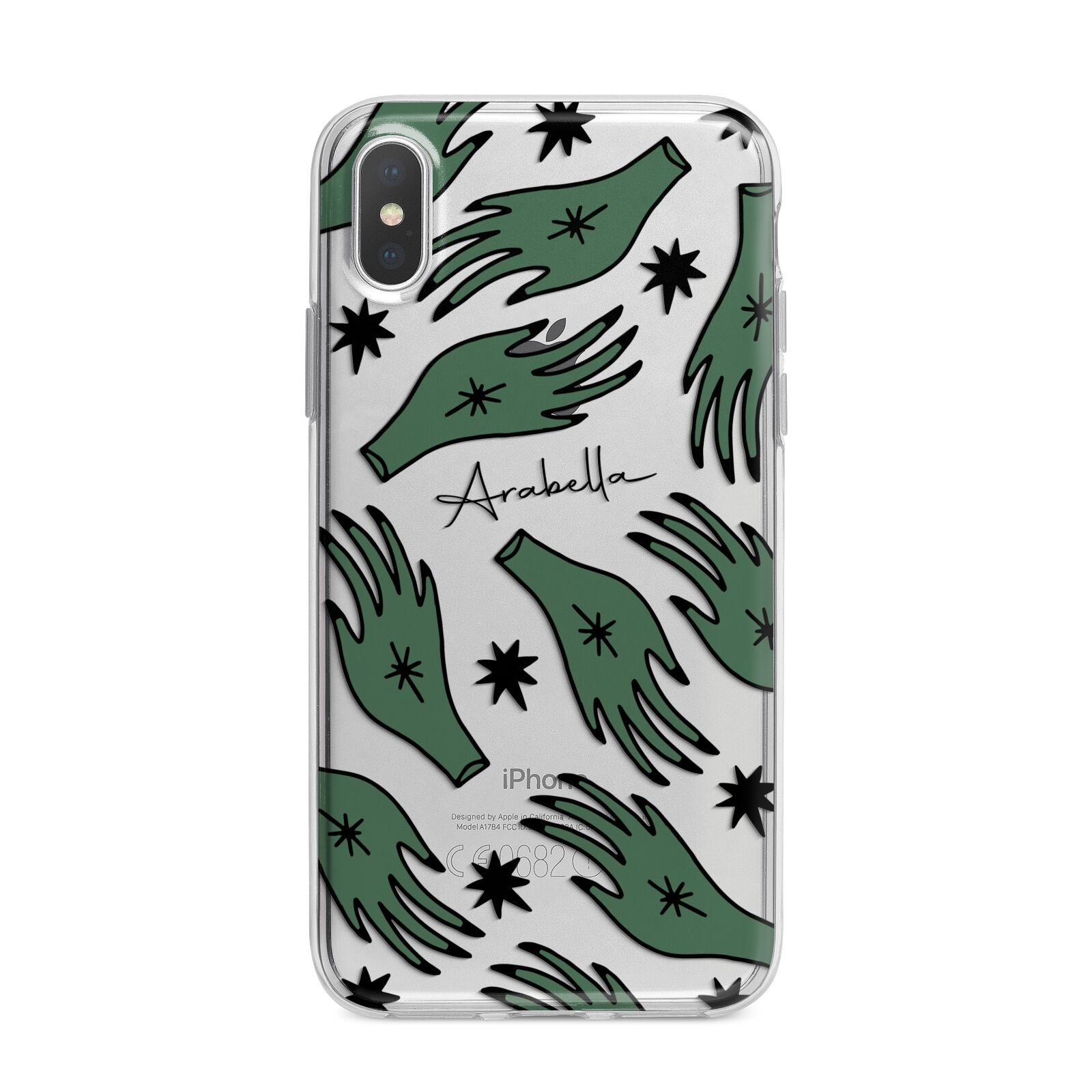 Green Star Hands Personalised iPhone X Bumper Case on Silver iPhone Alternative Image 1