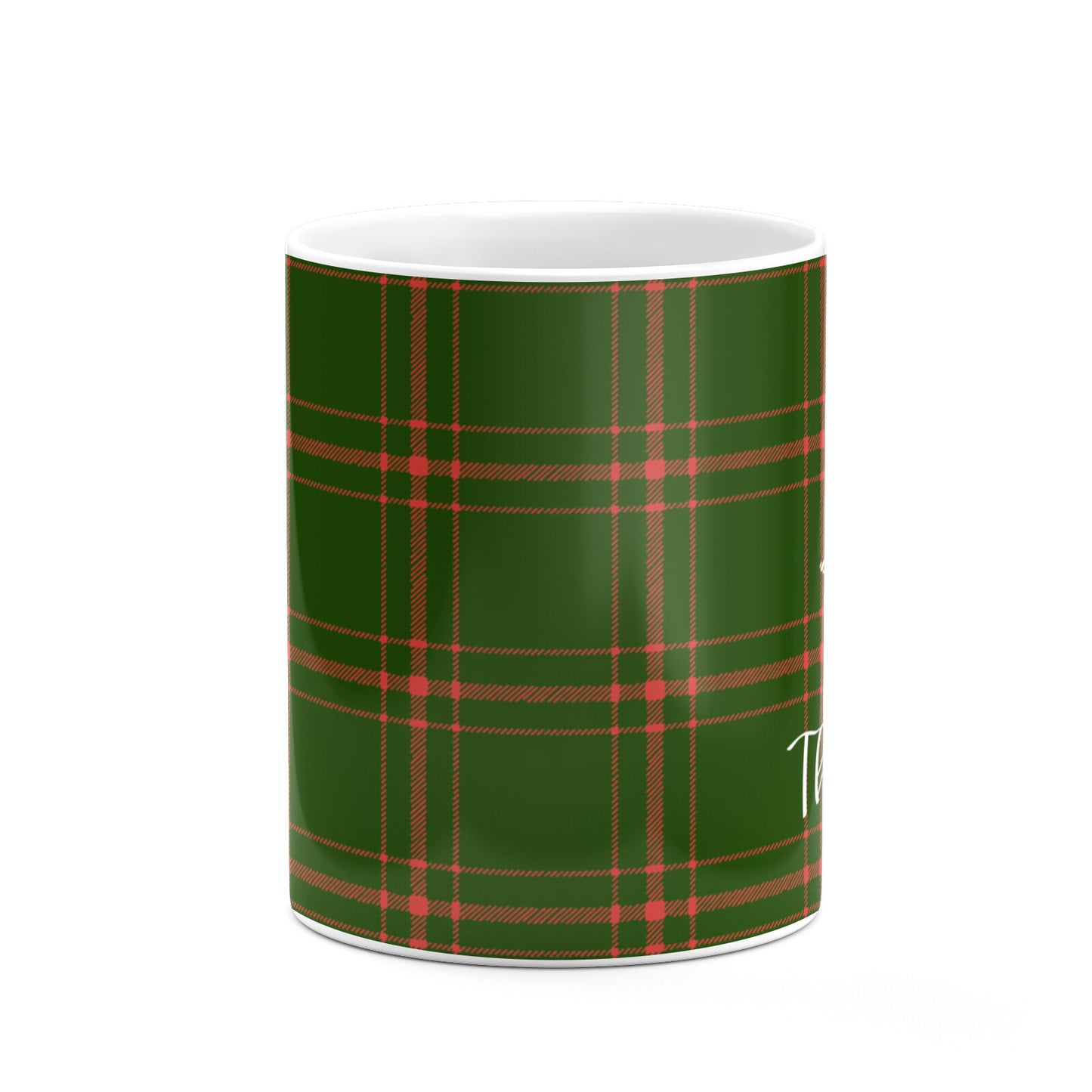 Green Tartan Christmas Tree Personalised 10oz Mug Alternative Image 7
