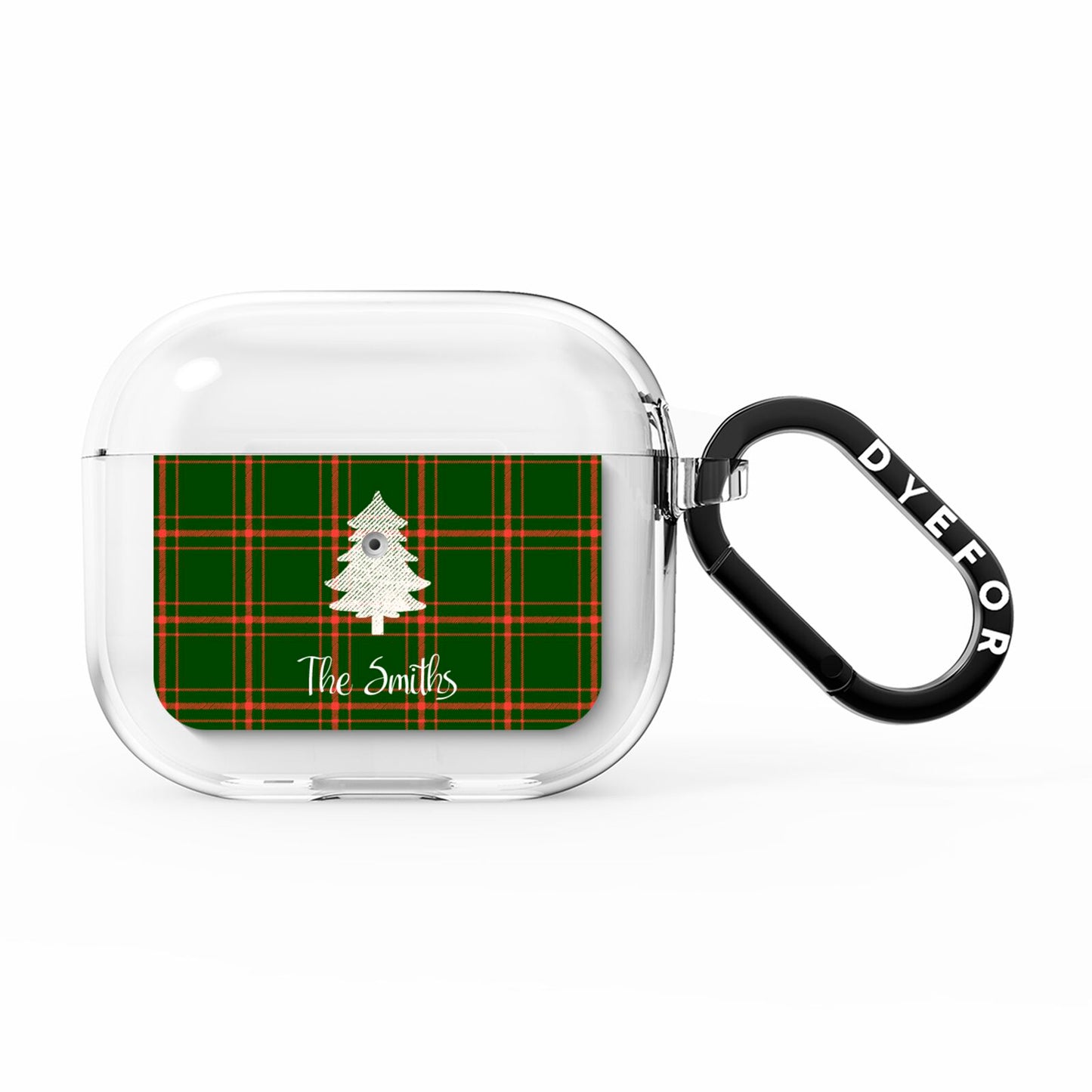Green Tartan Christmas Tree Personalised AirPods Clear Case 3rd Gen