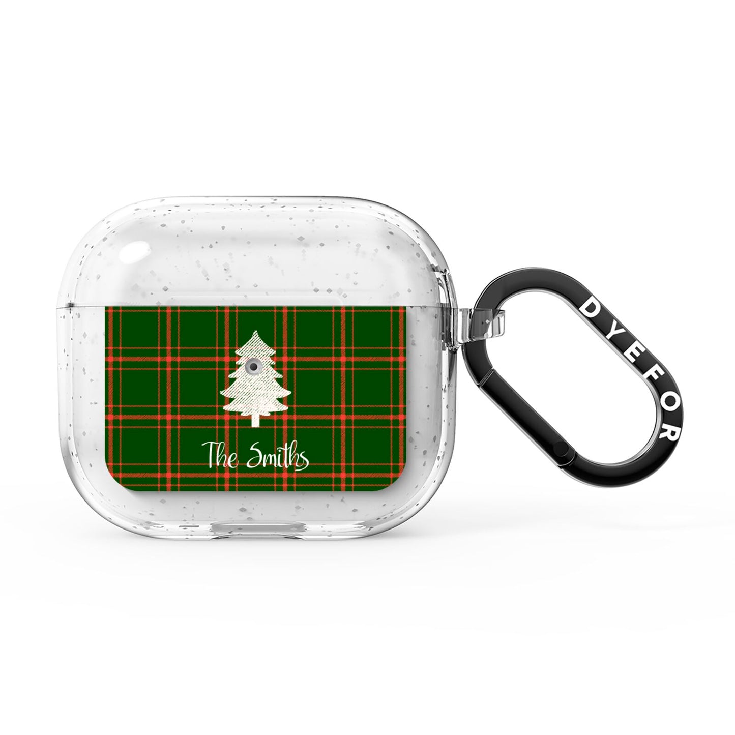 Green Tartan Christmas Tree Personalised AirPods Glitter Case 3rd Gen