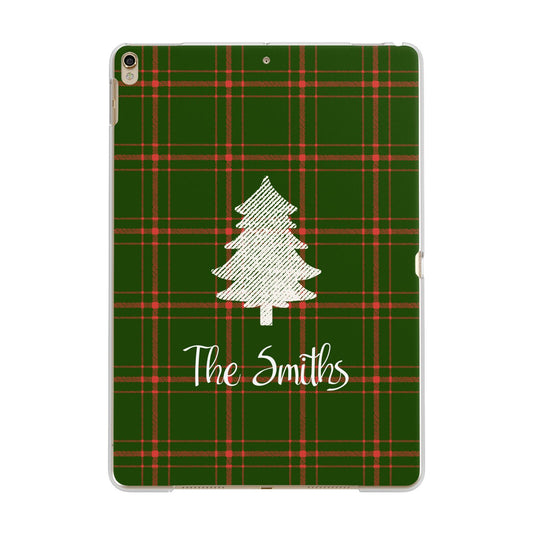 Green Tartan Christmas Tree Personalised Apple iPad Gold Case