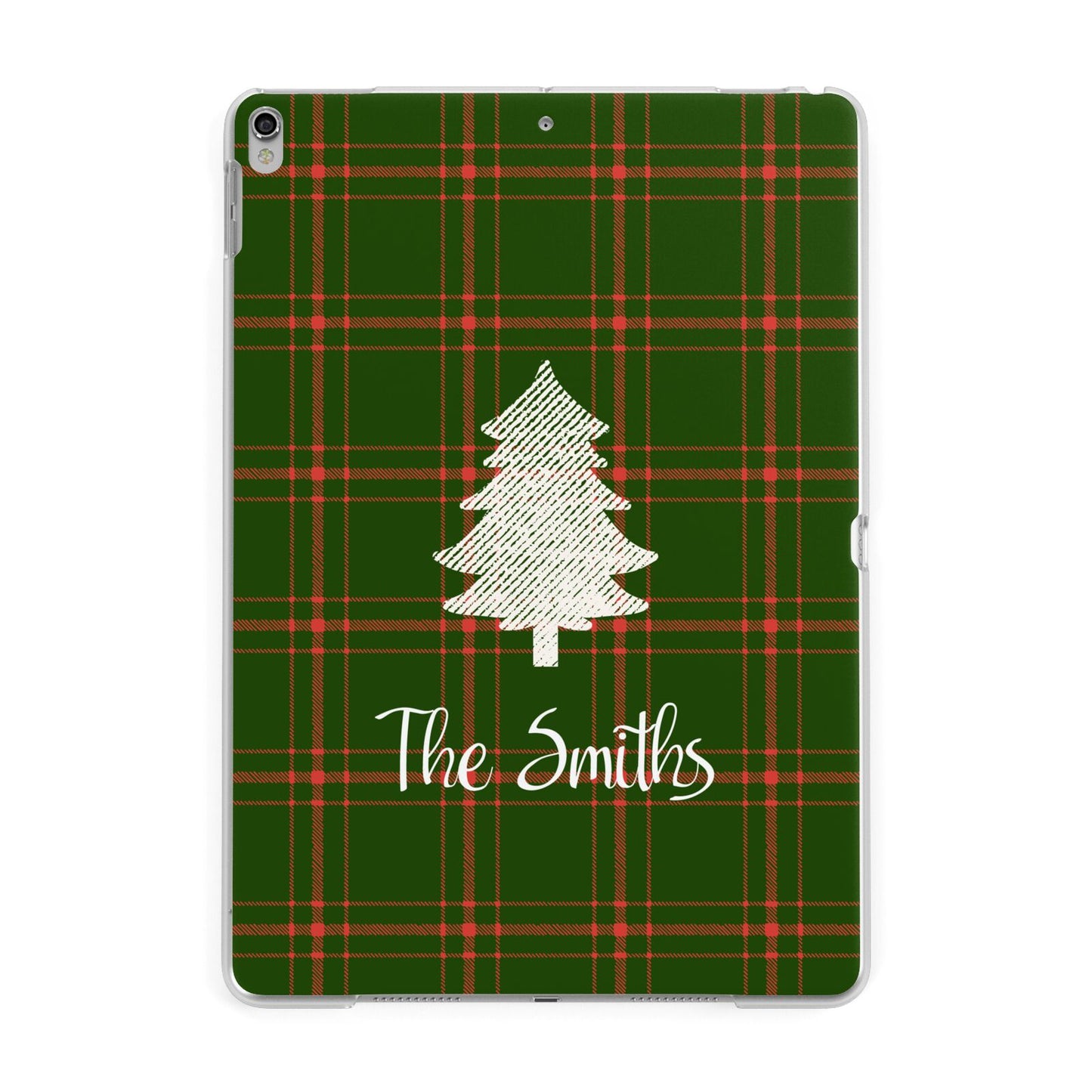 Green Tartan Christmas Tree Personalised Apple iPad Silver Case