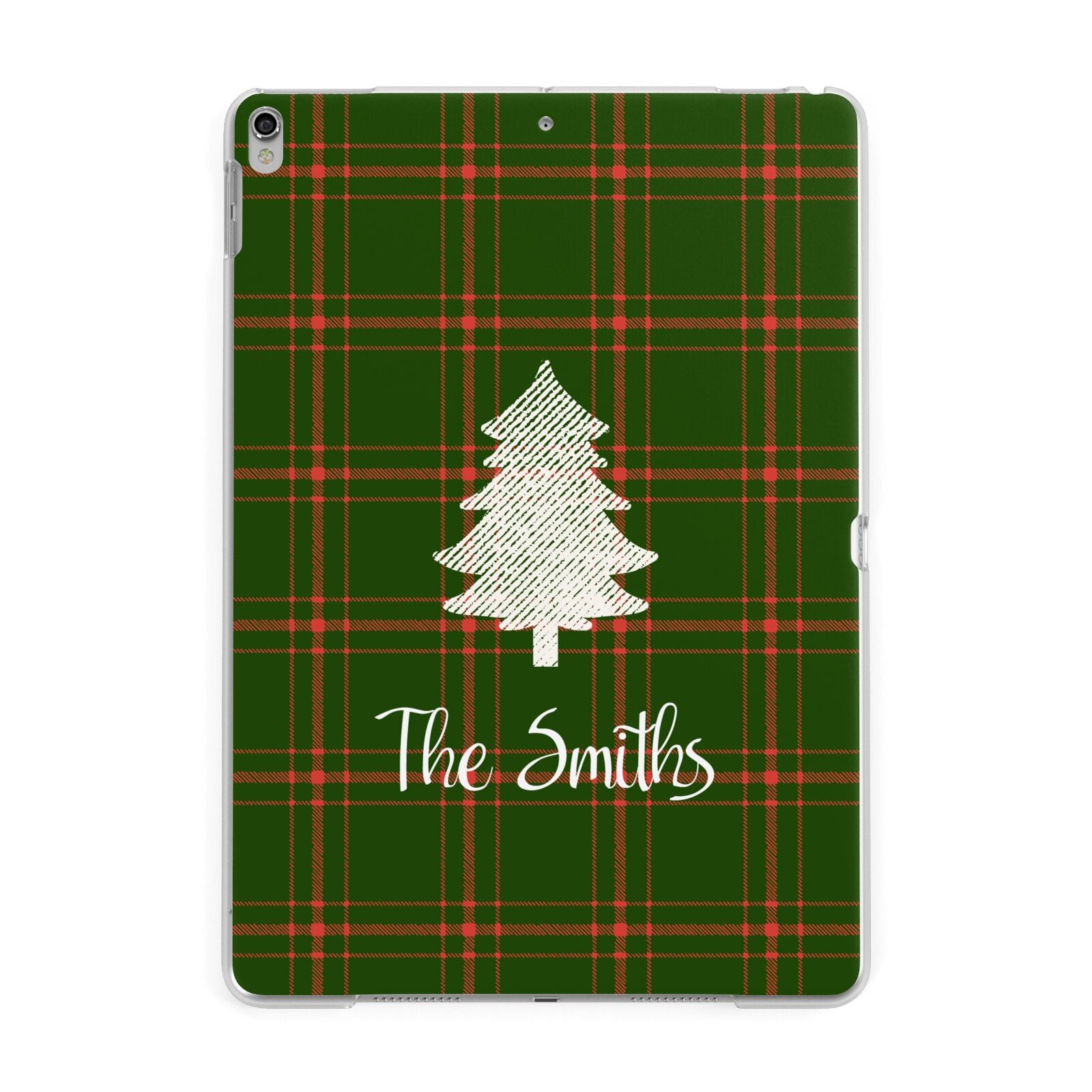 Green Tartan Christmas Tree Personalised Apple iPad Silver Case