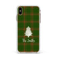 Green Tartan Christmas Tree Personalised Apple iPhone Xs Max Impact Case White Edge on Gold Phone