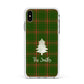 Green Tartan Christmas Tree Personalised Apple iPhone Xs Max Impact Case White Edge on Silver Phone