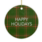 Green Tartan Christmas Tree Personalised Circle Decoration Back Image