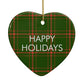 Green Tartan Christmas Tree Personalised Heart Decoration Back Image