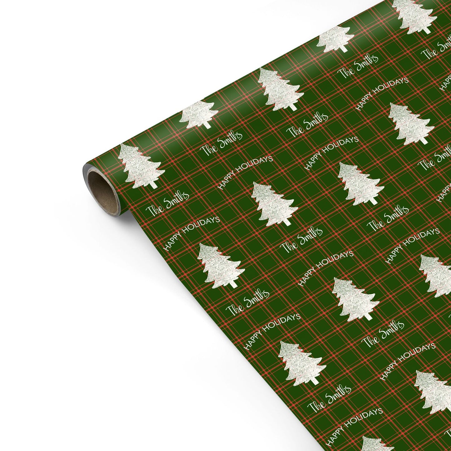 Green Tartan Christmas Tree Personalised Personalised Gift Wrap