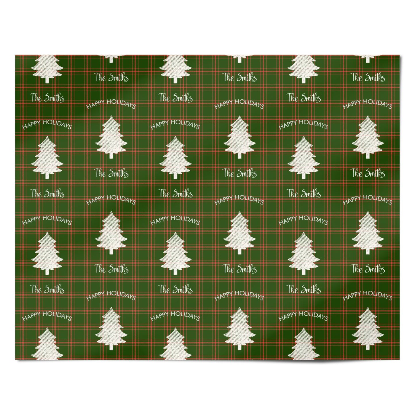 Green Tartan Christmas Tree Personalised Personalised Wrapping Paper Alternative