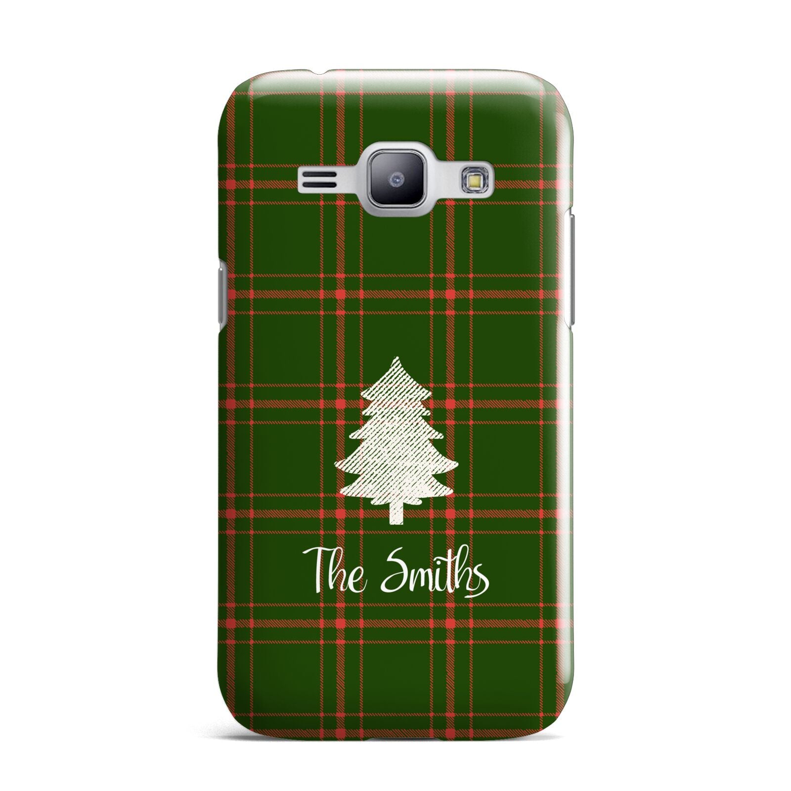 Green Tartan Christmas Tree Personalised Samsung Galaxy J1 2015 Case