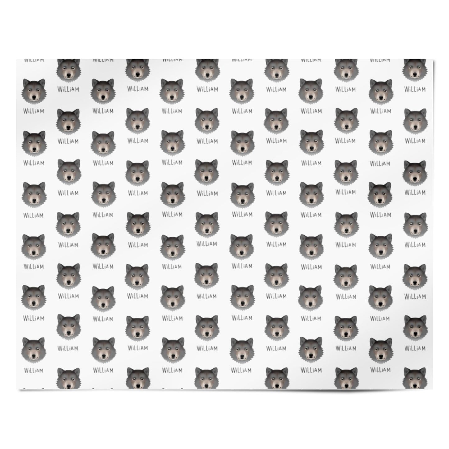 Greenland Dog Icon with Name Personalised Wrapping Paper Alternative