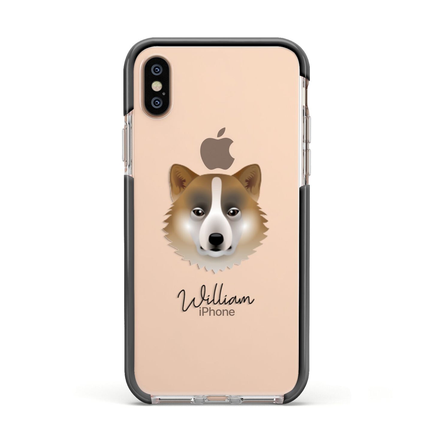 Greenland Dog Personalised Apple iPhone Xs Impact Case Black Edge on Gold Phone