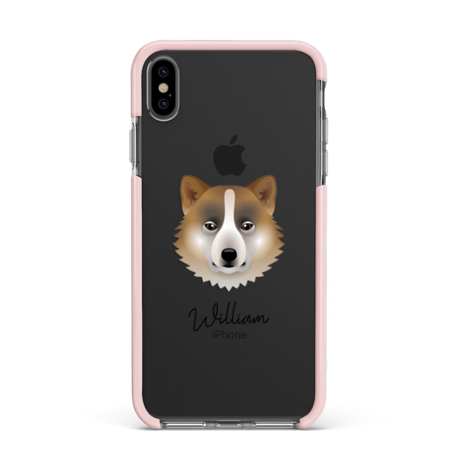 Greenland Dog Personalised Apple iPhone Xs Max Impact Case Pink Edge on Black Phone