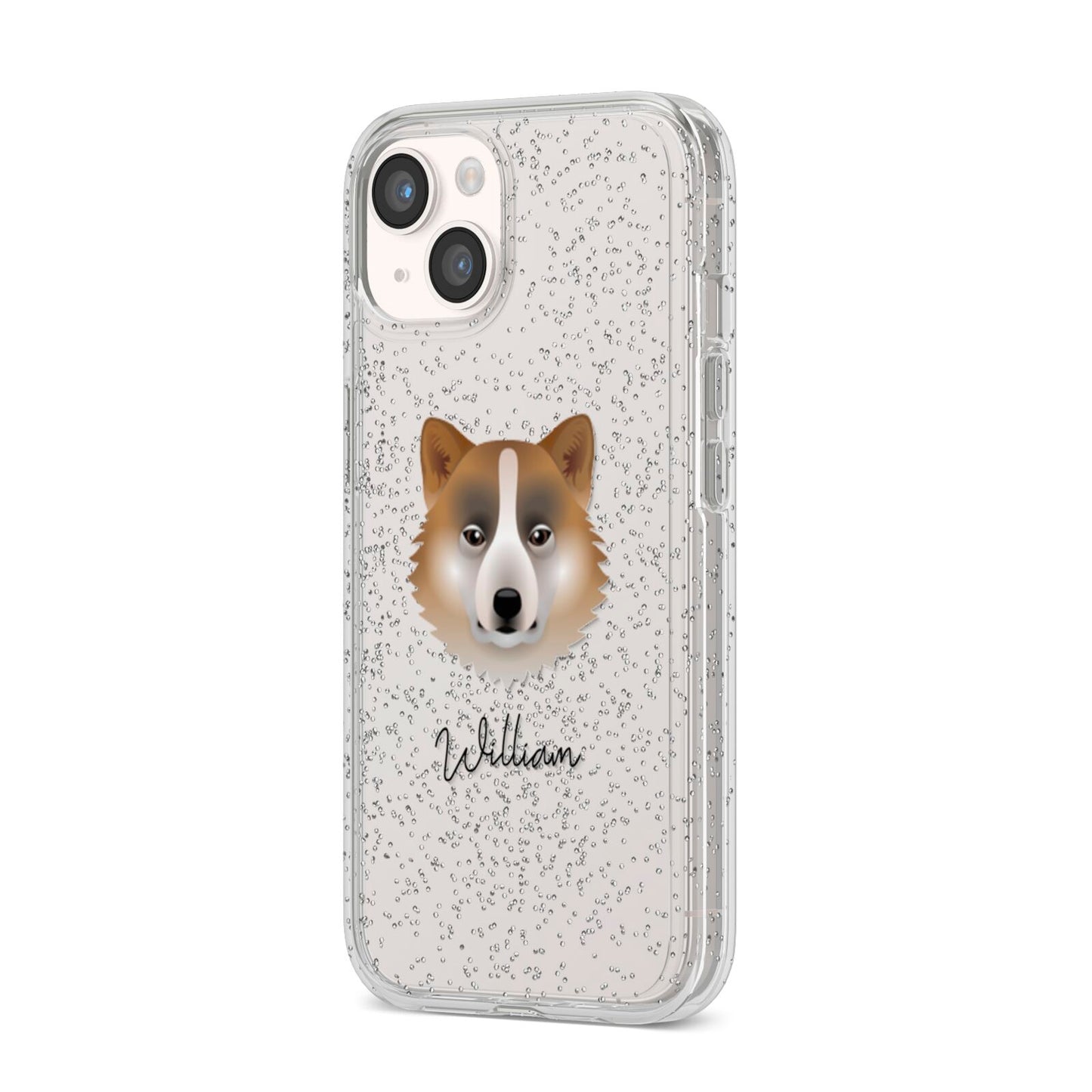 Greenland Dog Personalised iPhone 14 Glitter Tough Case Starlight Angled Image