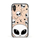 Grey Aliens Constellation Apple iPhone Xs Impact Case Black Edge on Gold Phone