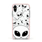 Grey Aliens Constellation Apple iPhone Xs Impact Case Pink Edge on Silver Phone