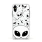 Grey Aliens Constellation Apple iPhone Xs Impact Case White Edge on Silver Phone