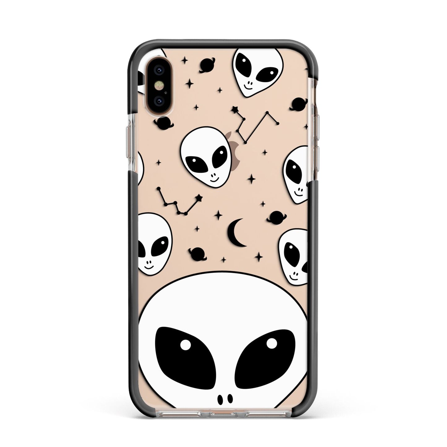 Grey Aliens Constellation Apple iPhone Xs Max Impact Case Black Edge on Gold Phone