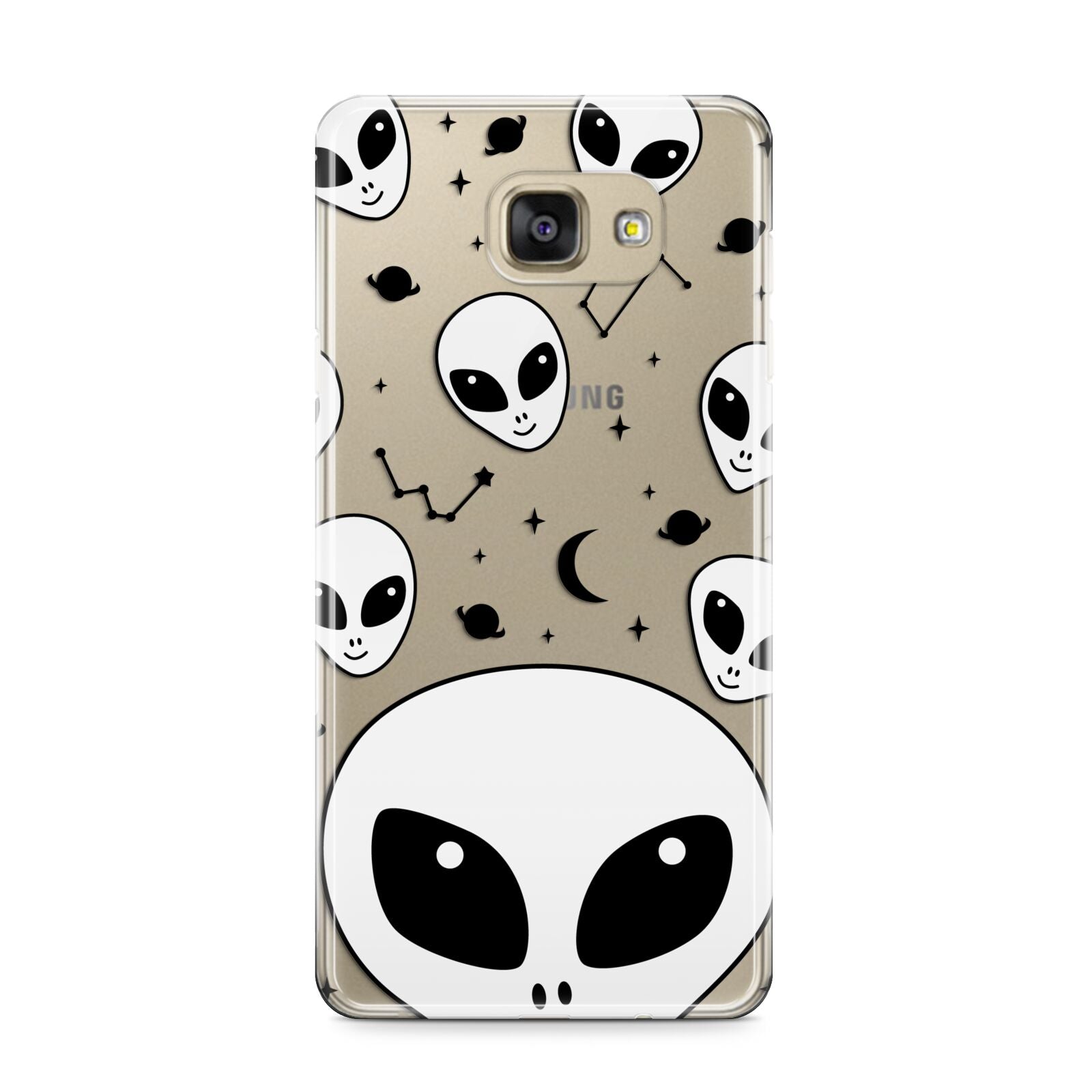 Grey Aliens Constellation Samsung Galaxy A9 2016 Case on gold phone