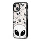 Grey Aliens Constellation iPhone 13 Black Impact Case Side Angle on Silver phone