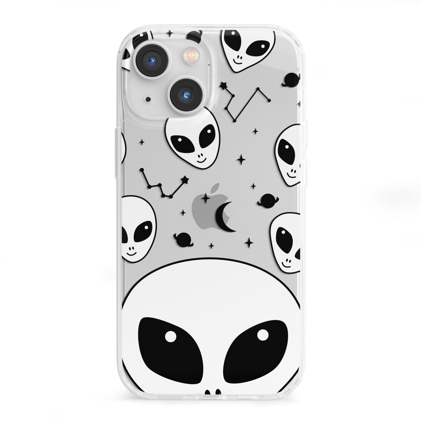 Grey Aliens Constellation iPhone 13 Mini Clear Bumper Case
