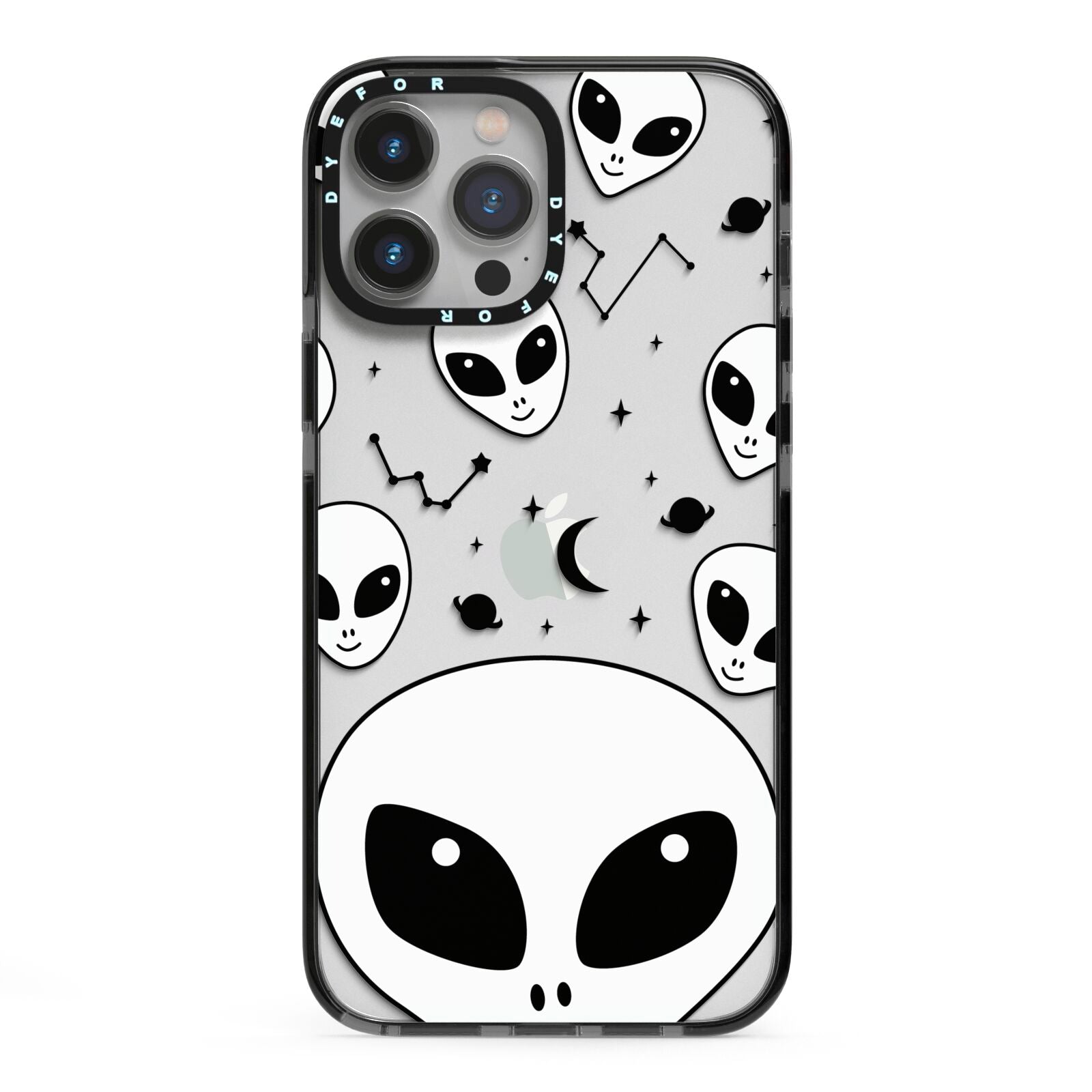 Grey Aliens Constellation iPhone 13 Pro Max Black Impact Case on Silver phone