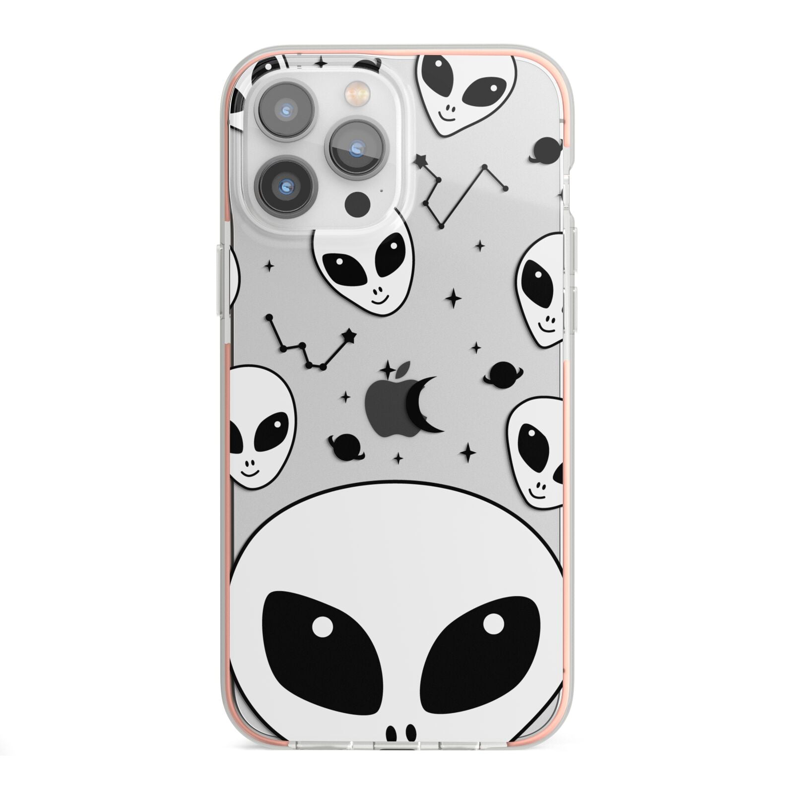 Grey Aliens Constellation iPhone 13 Pro Max TPU Impact Case with Pink Edges