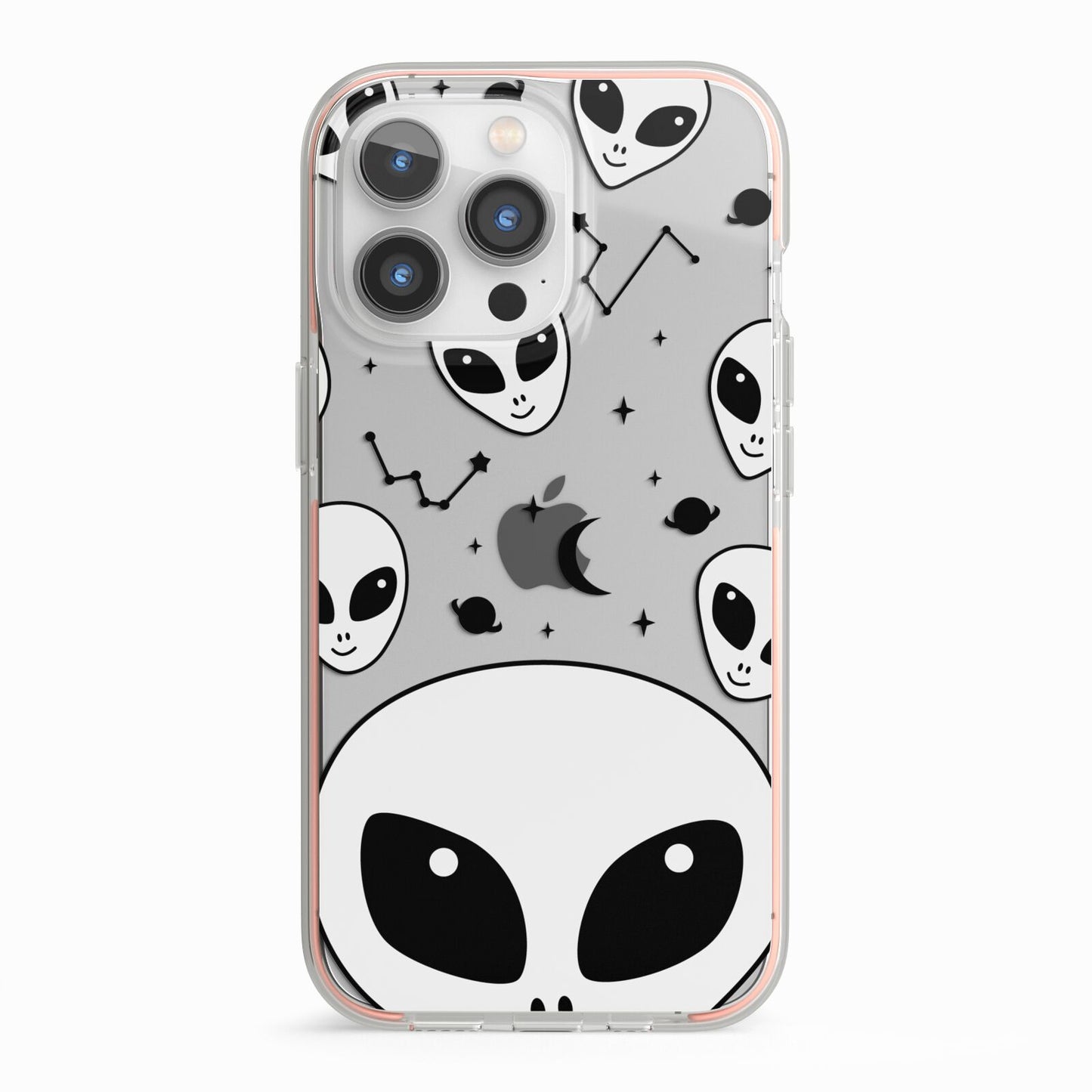 Grey Aliens Constellation iPhone 13 Pro TPU Impact Case with Pink Edges