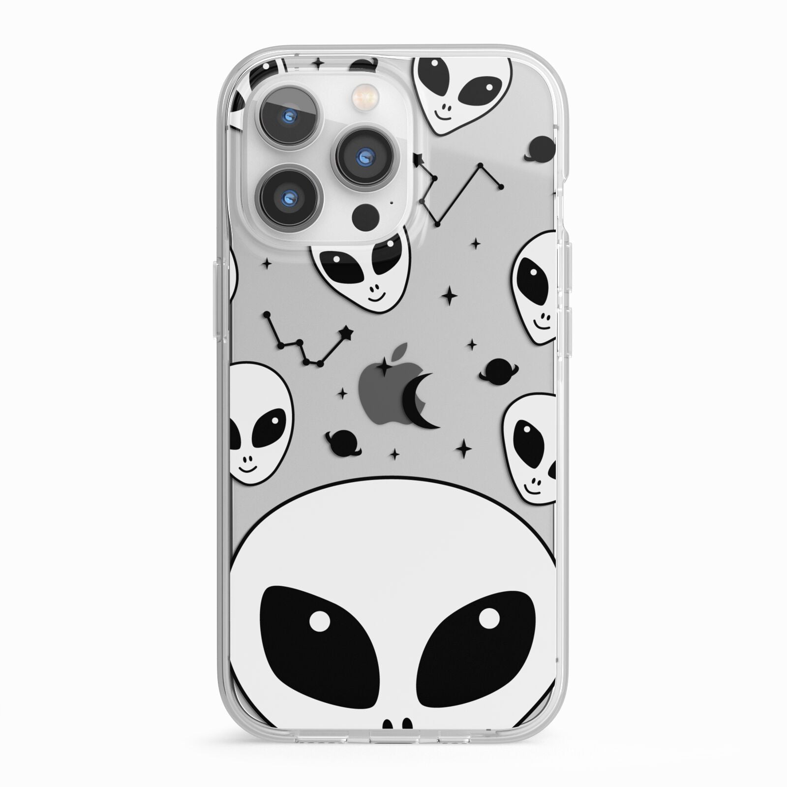 Grey Aliens Constellation iPhone 13 Pro TPU Impact Case with White Edges