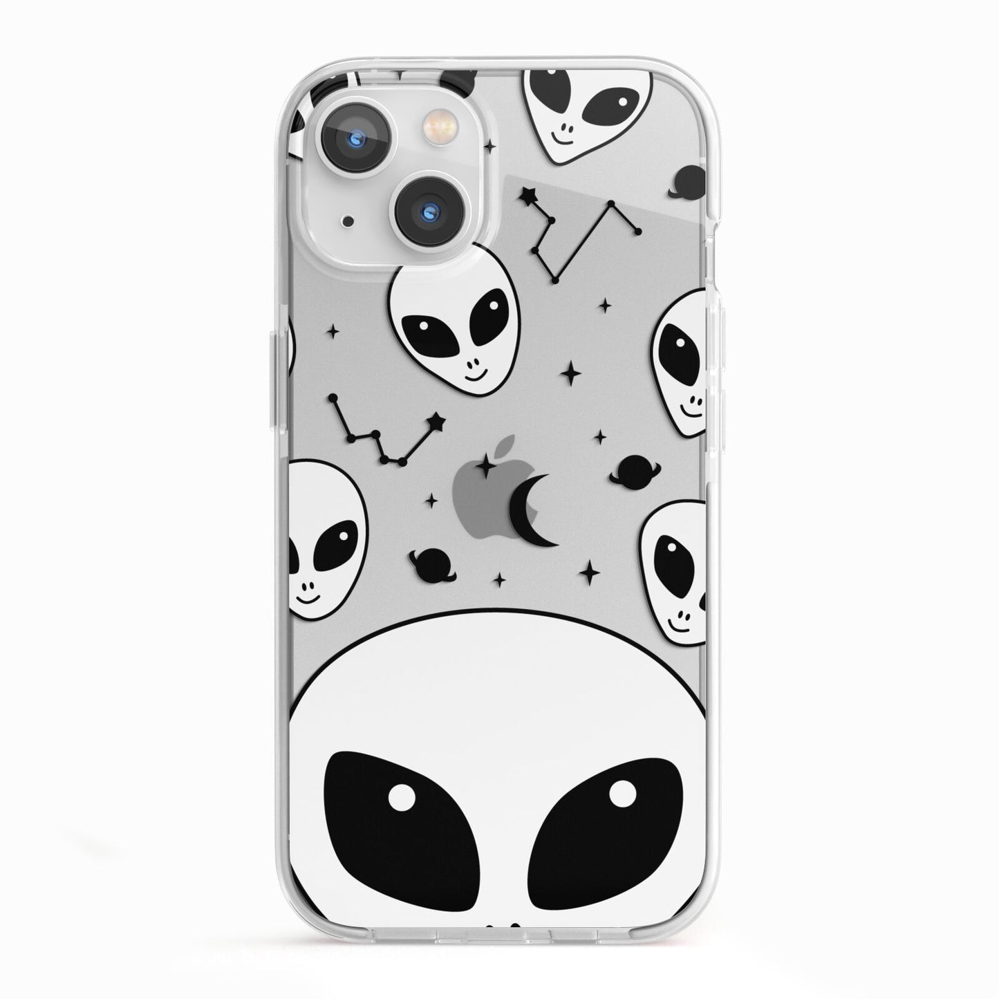 Grey Aliens Constellation iPhone 13 TPU Impact Case with White Edges