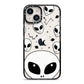 Grey Aliens Constellation iPhone 14 Black Impact Case on Silver phone