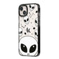 Grey Aliens Constellation iPhone 14 Plus Black Impact Case Side Angle on Silver phone