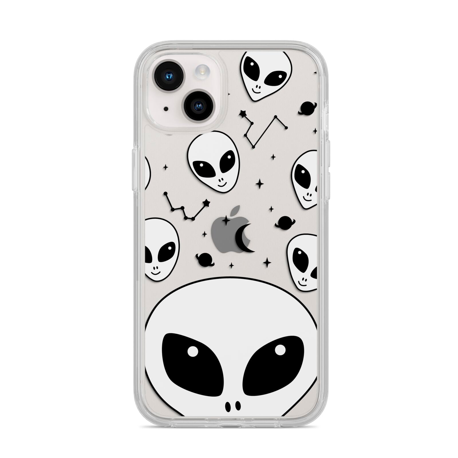 Grey Aliens Constellation iPhone 14 Plus Clear Tough Case Starlight