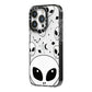 Grey Aliens Constellation iPhone 14 Pro Black Impact Case Side Angle on Silver phone