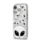 Grey Aliens Constellation iPhone 14 Pro Glitter Tough Case Silver Angled Image