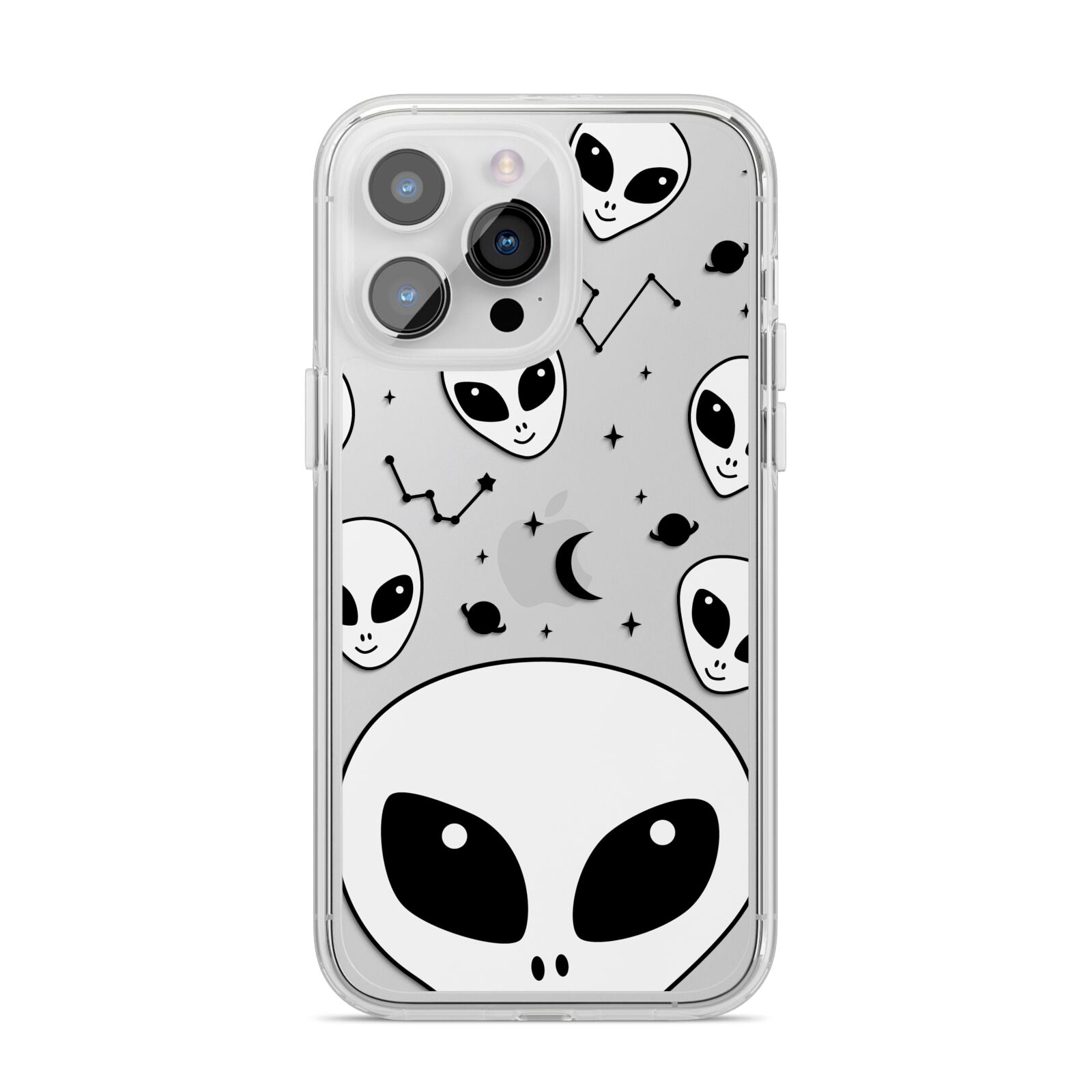 Grey Aliens Constellation iPhone 14 Pro Max Clear Tough Case Silver