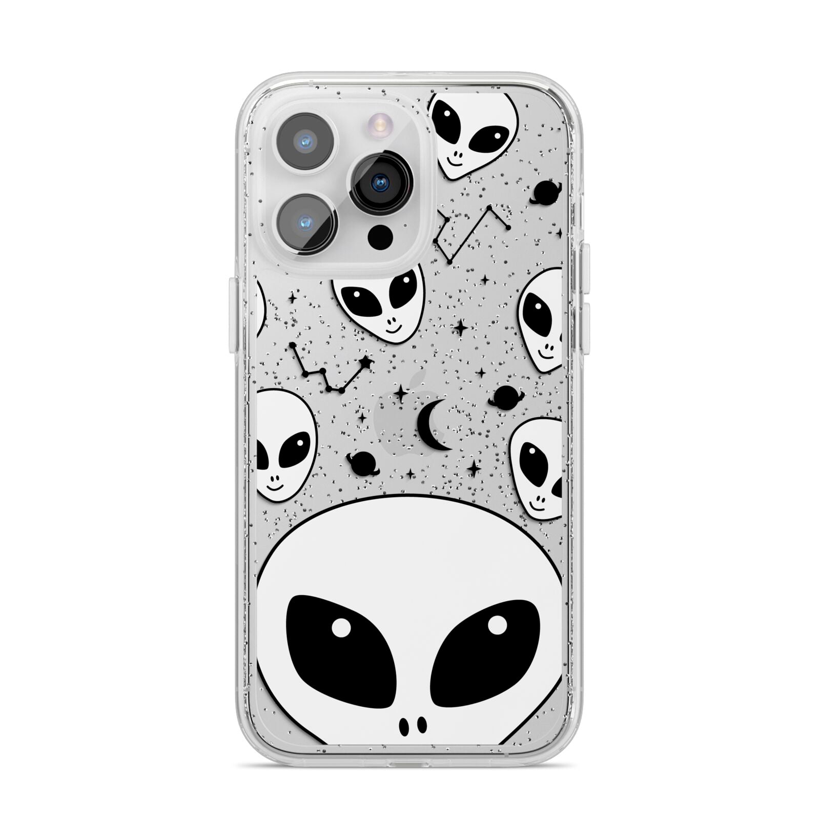 Grey Aliens Constellation iPhone 14 Pro Max Glitter Tough Case Silver