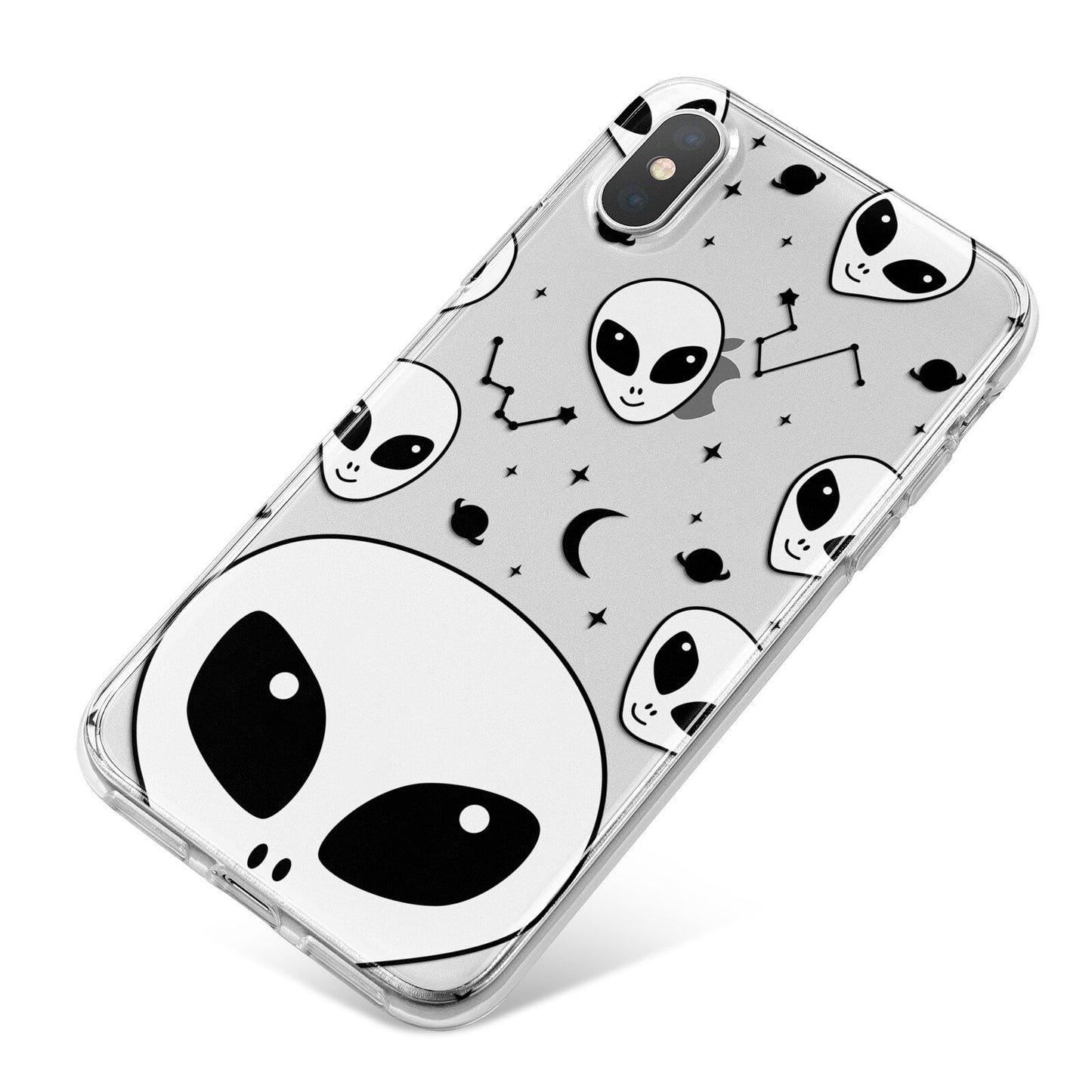 Grey Aliens Constellation iPhone X Bumper Case on Silver iPhone