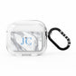 Grey Marble Blue Initials AirPods Clear Case 3rd Gen