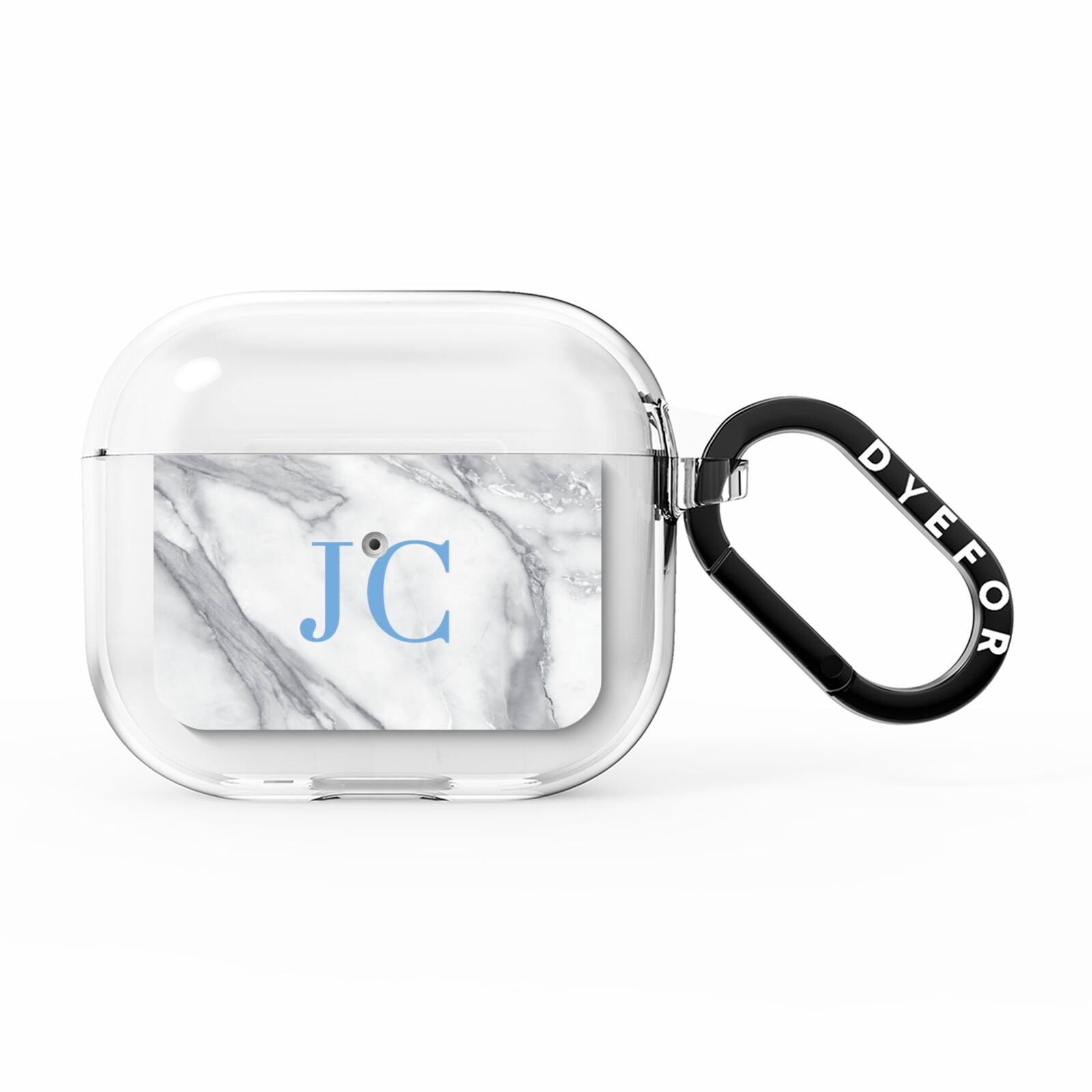 Grey Marble Blue Initials AirPods Clear Case 3rd Gen