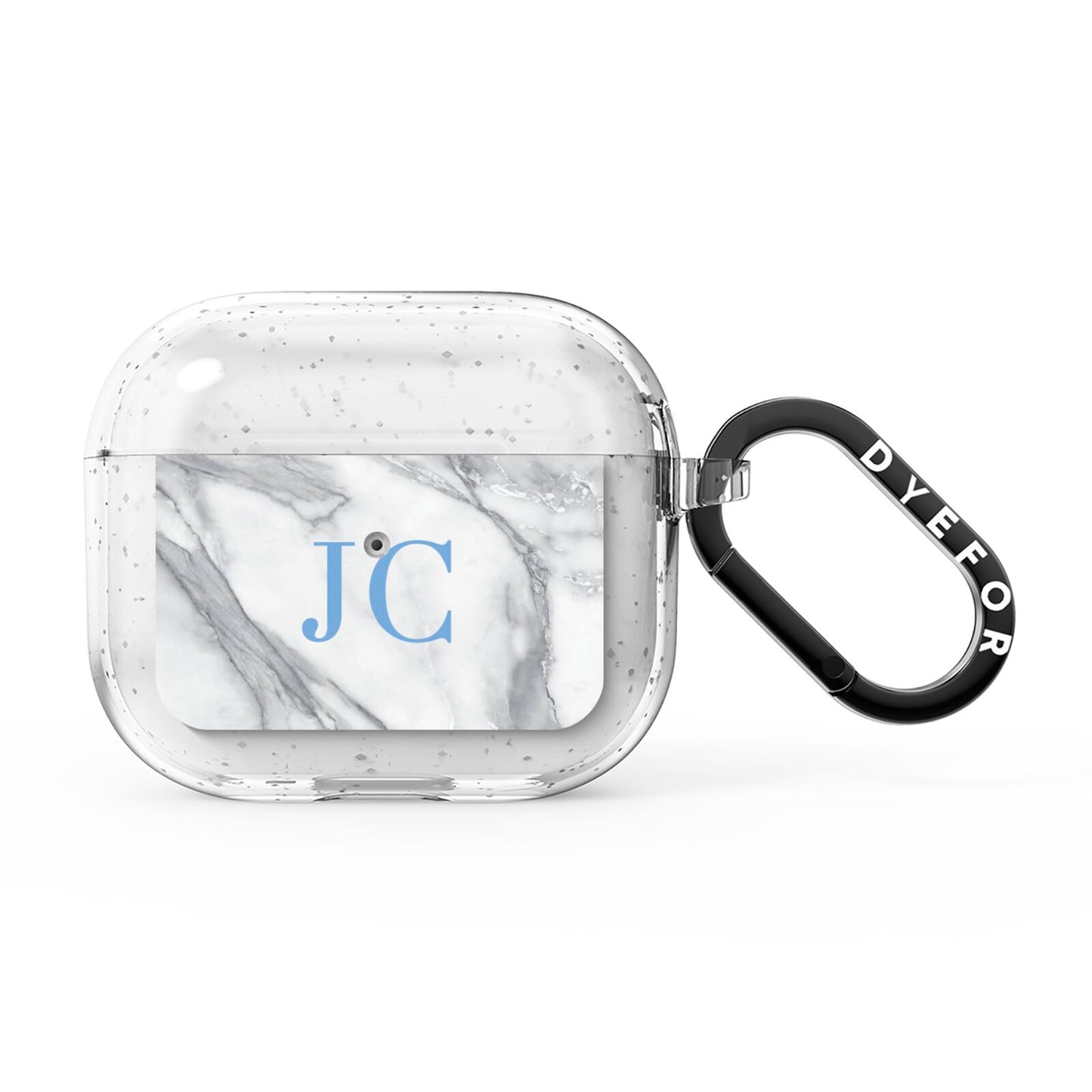 Grey Marble Blue Initials AirPods Glitter Case 3rd Gen