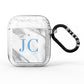 Grey Marble Blue Initials AirPods Glitter Case