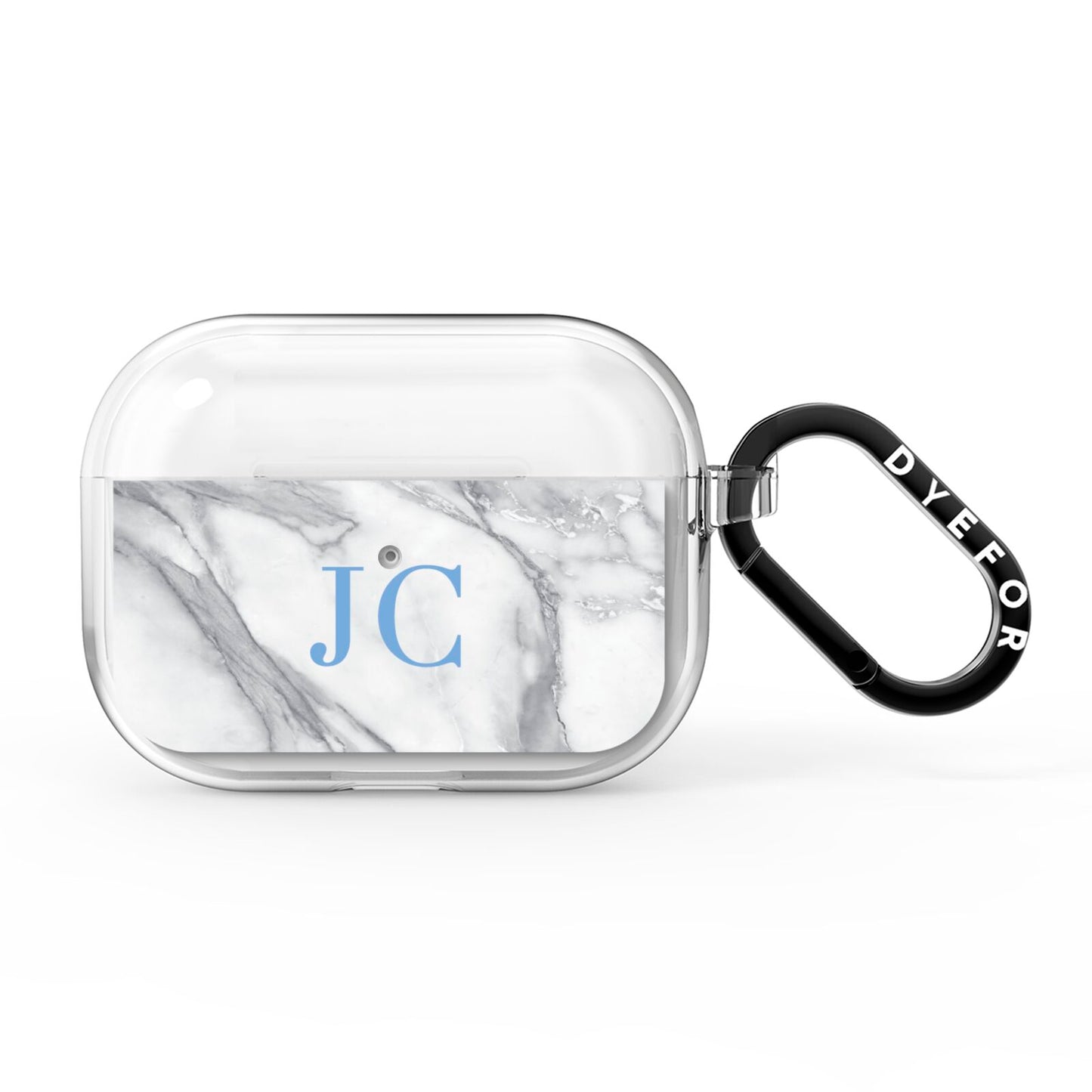 Grey Marble Blue Initials AirPods Pro Clear Case